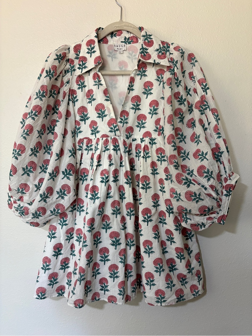 Saule Parc Block Print Babydoll Mini Dress